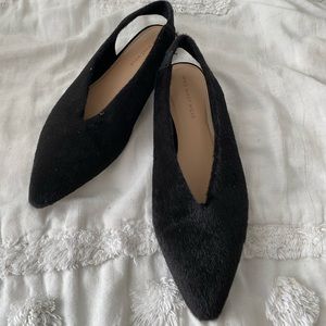 Fuzzy pointy toe flats